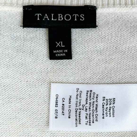 Talbots Sparkle Sequined Embellished Cream Sweater - Picture 9 of 9